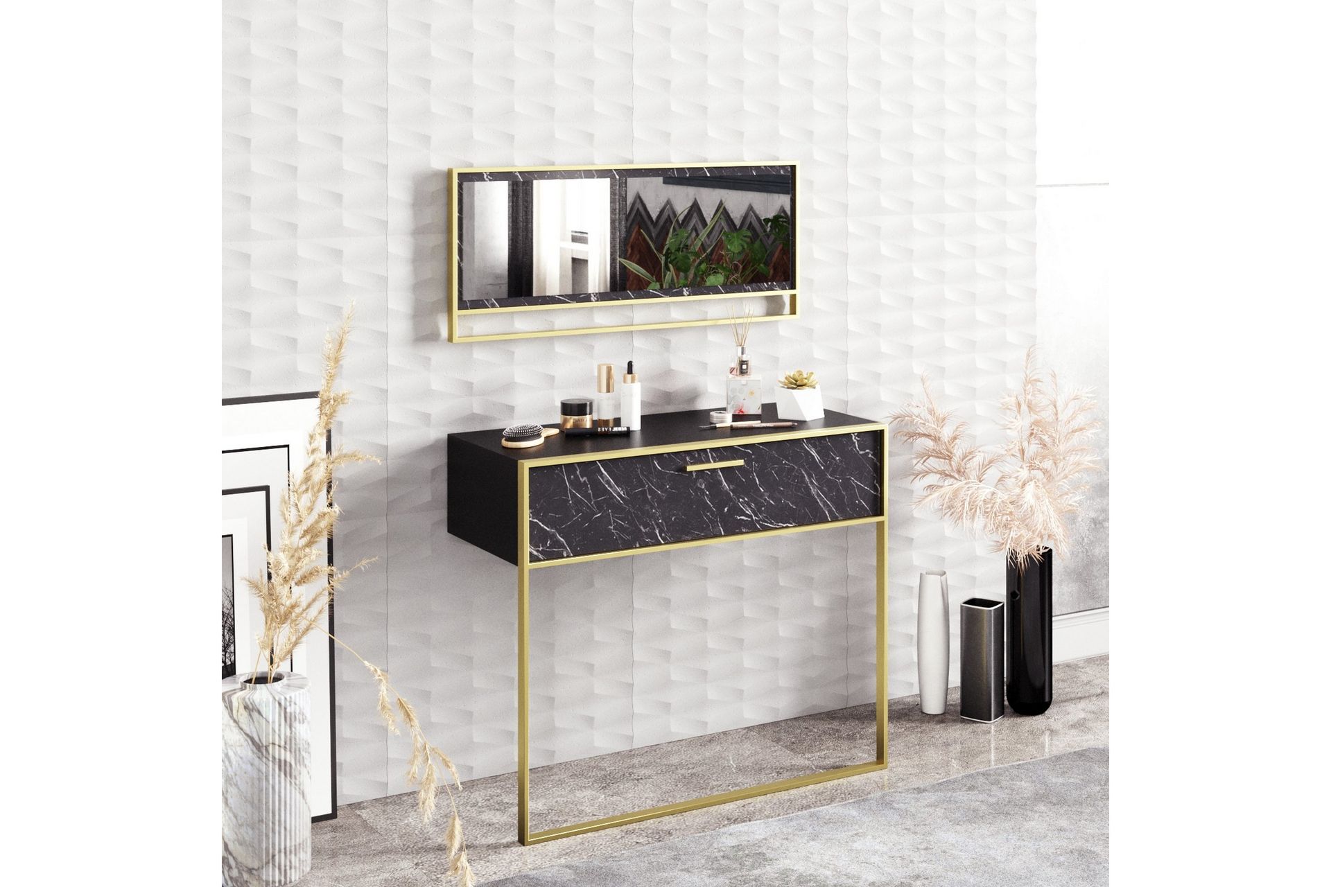 Susia Sideboard 90 cm - Gull|Svart - Oppbevaring - Oppbevaringsmøbler - Sideboard & skjenker