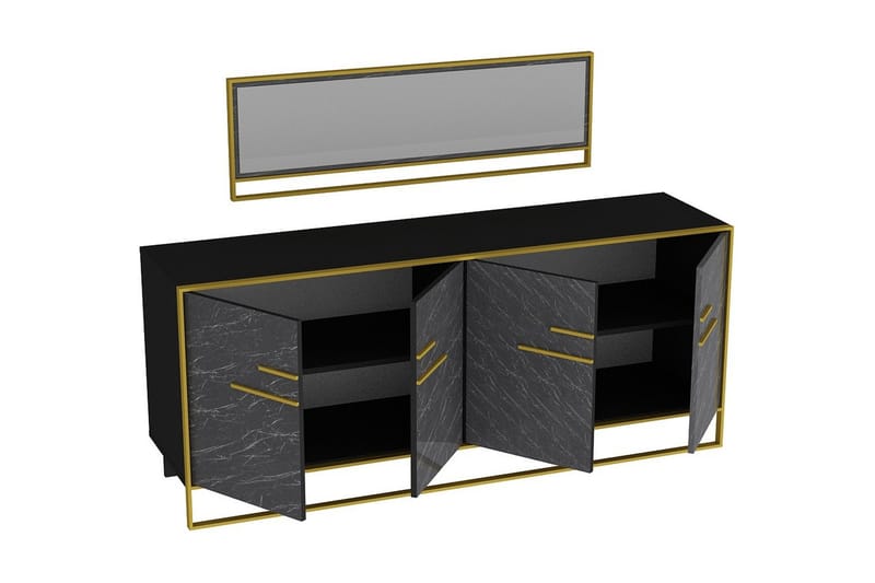 Susia Sidebord 180 cm - Gull|Svart - Oppbevaring - Oppbevaringsmøbler - Sideboard & skjenker