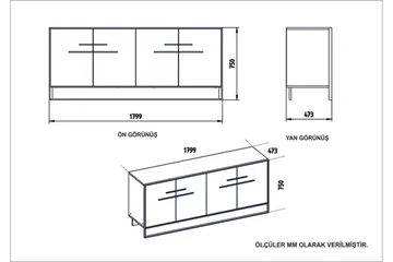 Susia Sidebord 180 cm - Gull/Svart - Oppbevaring - Oppbevaringsmøbler - Sideboard & skjenker