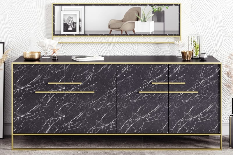 Susia Sidebord 180 cm - Gull|Svart - Oppbevaring - Oppbevaringsmøbler - Sideboard & skjenker