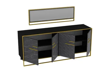 Susia Sidebord 180 cm - Gull/Svart - Oppbevaring - Oppbevaringsmøbler - Sideboard & skjenker