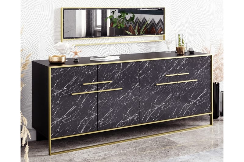 Susia Sidebord 180 cm - Gull|Svart - Oppbevaring - Oppbevaringsmøbler - Sideboard & skjenker
