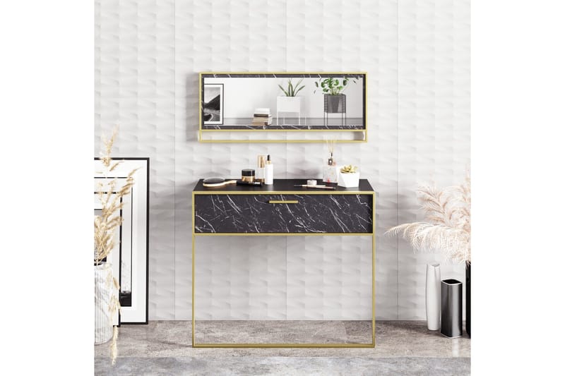 Susia Skjenk 90 cm i Tre med Metallramme - Gull|Svart - Oppbevaring - Oppbevaringsmøbler - Sideboard & skjenker