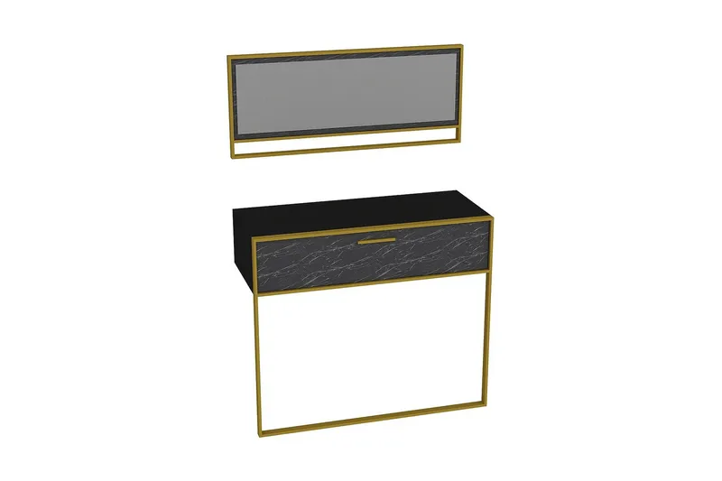 Susia Skjenk 90 cm i Tre med Metallramme, Gull|Svart