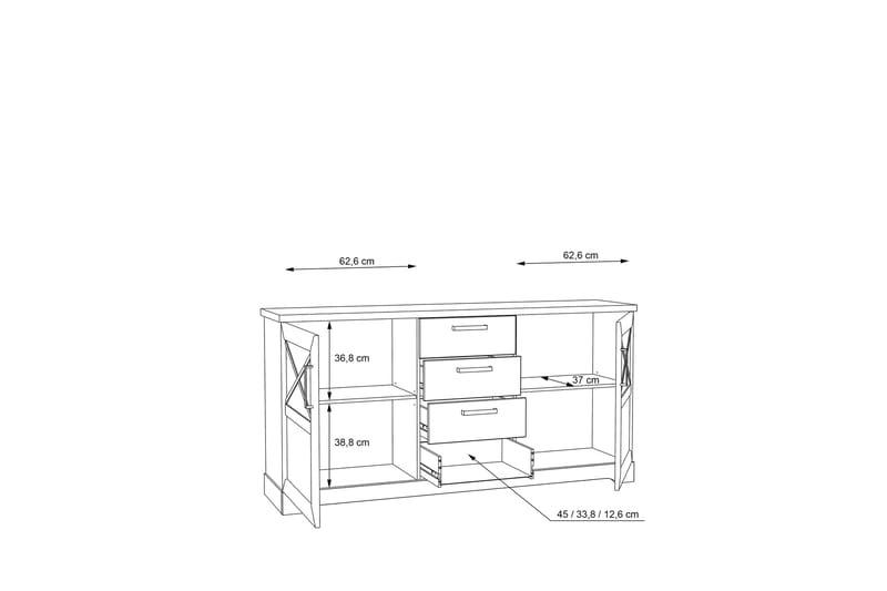Svetis Sideboard 42x183 cm - Hvit - Oppbevaring - Oppbevaringsmøbler - Sideboard & skjenker