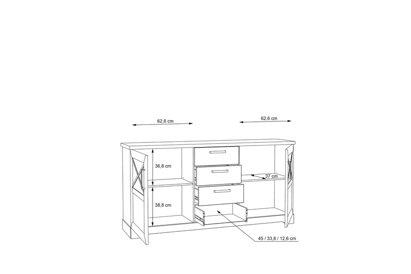 Svetis Sideboard 42x183 cm - Hvit - Sideboard & skjenker