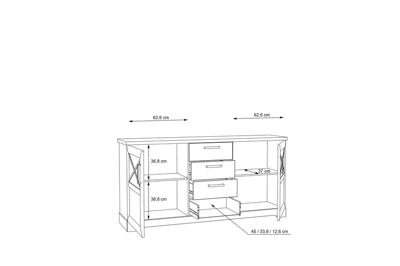 Svetis Sideboard 42x183 cm - Hvit - Oppbevaring - Oppbevaringsmøbler - Sideboard & skjenker