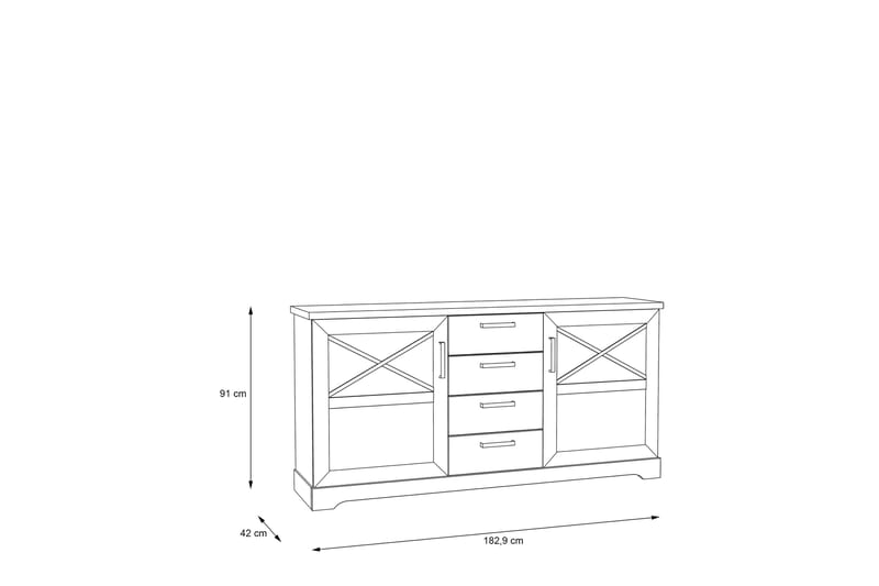 Svetis Sideboard 42x183 cm - Hvit - Oppbevaring - Oppbevaringsmøbler - Sideboard & skjenker