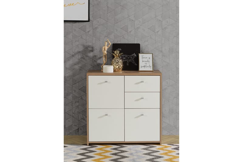 Toledor Skjenk 2 Skuffer 74x77 cm - Brun / Hvit - Oppbevaring - Oppbevaringsmøbler - Sideboard & skjenker