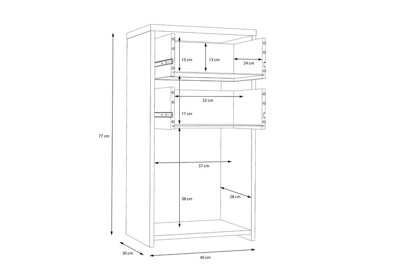 Toledor skjenk 74x40 cm - Brun / Hvit - Oppbevaring - Oppbevaringsmøbler - Sideboard & skjenker