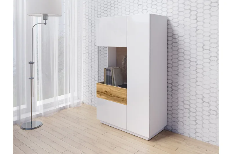 Tomeka Sideboard 80 cm i Tre med Eikeutseende - Hvit|Beige - Oppbevaring - Oppbevaringsmøbler - Sideboard & skjenker