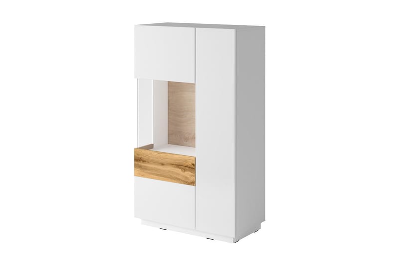 Tomeka Sideboard 80 cm i Tre med Eikeutseende, Hvit|Beige