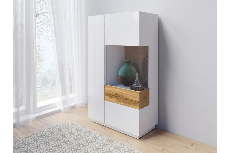 Tomeka Sideboard i Tre - Hvit|Transparent|Beige - Oppbevaring - Oppbevaringsmøbler - Sideboard & skjenker