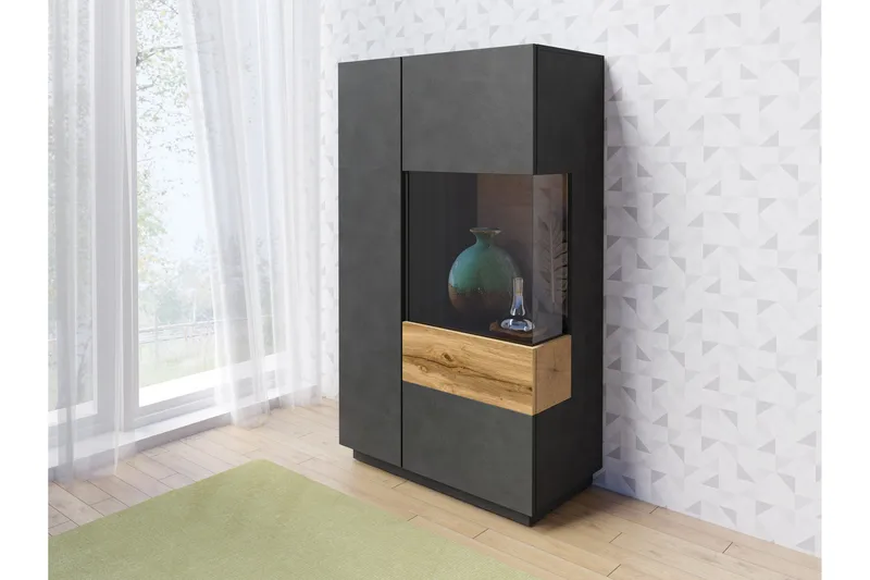 Tomeka Sideboard i Tre med Glassfront - Svart - Oppbevaring - Oppbevaringsmøbler - Sideboard & skjenker