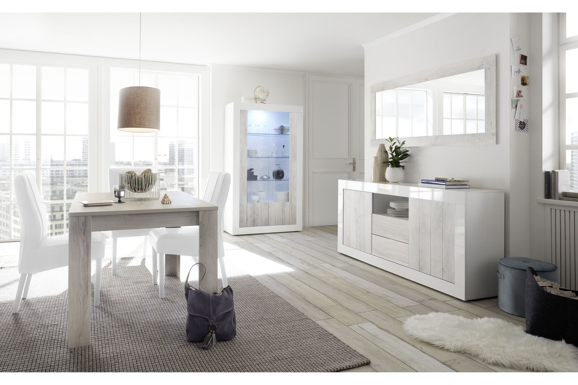 Urbino Skjenk 184 cm - Grå/Hvit - Oppbevaring - Oppbevaringsmøbler - Sideboard & skjenker