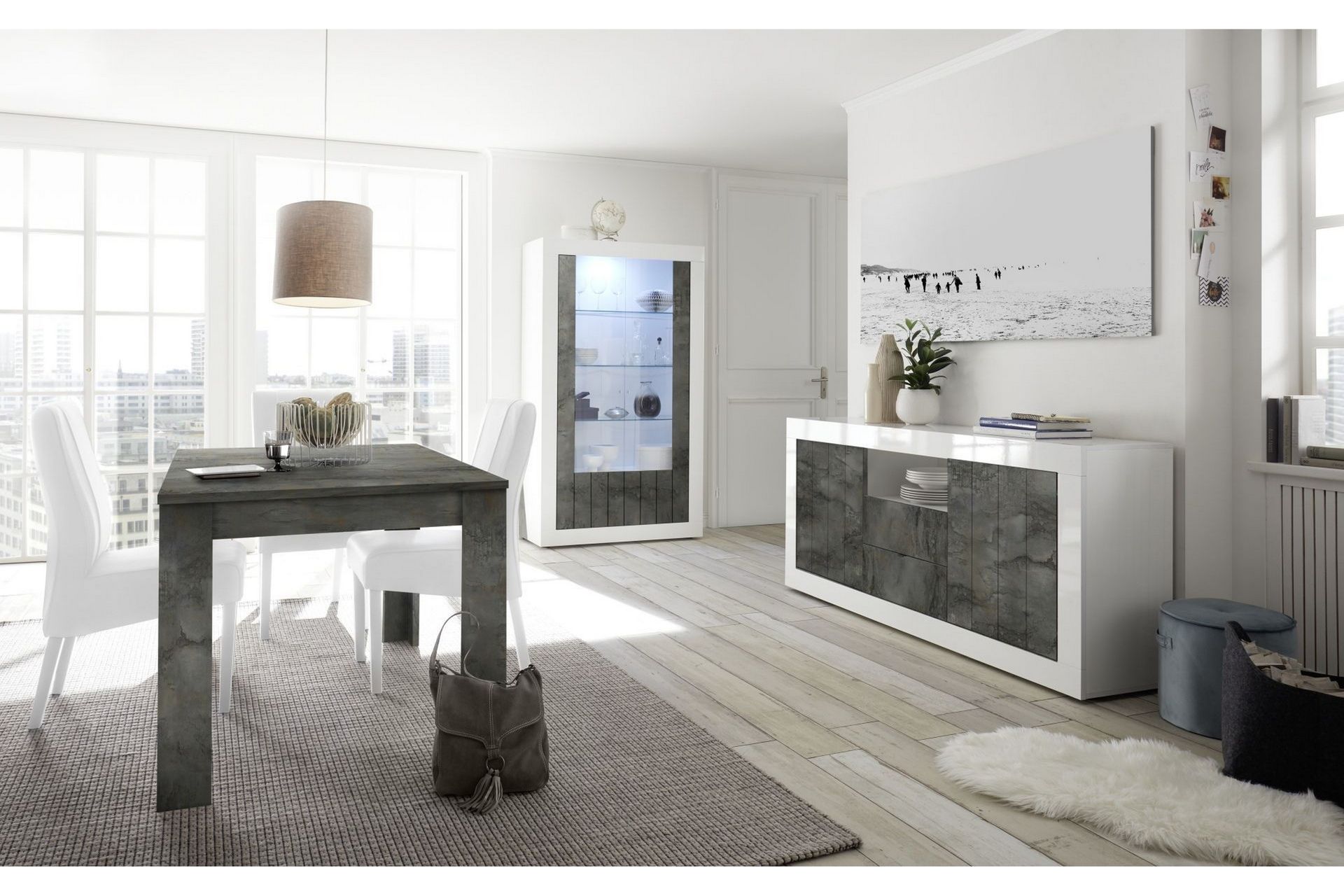 Urbino Skjenk 184 cm - Gråmelert/Hvit - Oppbevaring - Oppbevaringsmøbler - Sideboard & skjenker