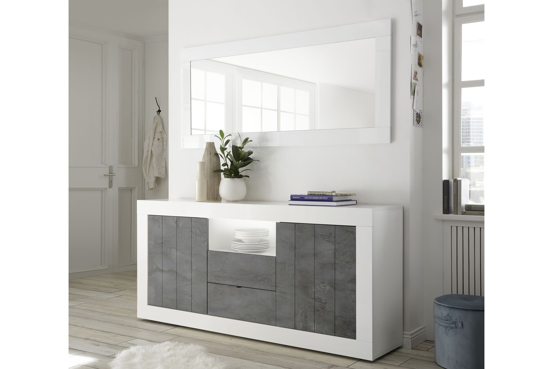 Urbino Skjenk 184 cm - Gråmelert/Hvit - Oppbevaring - Oppbevaringsmøbler - Sideboard & skjenker
