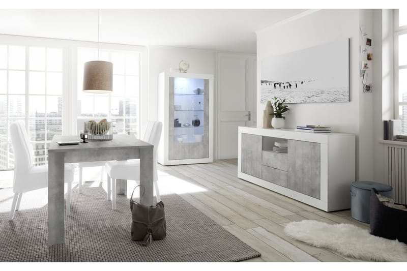 Urbino Skjenk 184 cm - Hvit/Grå - Oppbevaring - Oppbevaringsmøbler - Sideboard & skjenker