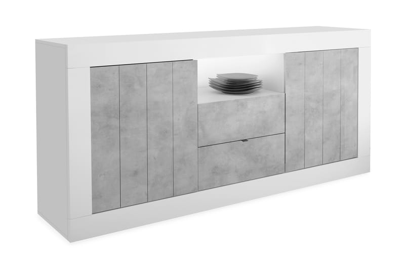 Urbino Skjenk 184 cm - Hvit/Grå - Oppbevaring - Oppbevaringsmøbler - Sideboard & skjenker