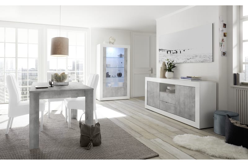 Urbino Skjenk 184 cm - Hvit/Grå - Oppbevaring - Oppbevaringsmøbler - Sideboard & skjenker