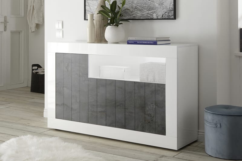 Urbino Skjenk Medio 138 cm - Hvit/Gråmelert - Oppbevaring - Oppbevaringsmøbler - Sideboard & skjenker