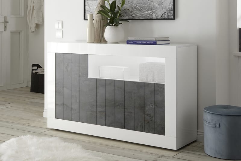 Urbino Skjenk Medio 138 cm - Hvit/Gråmelert - Sideboard & skjenker