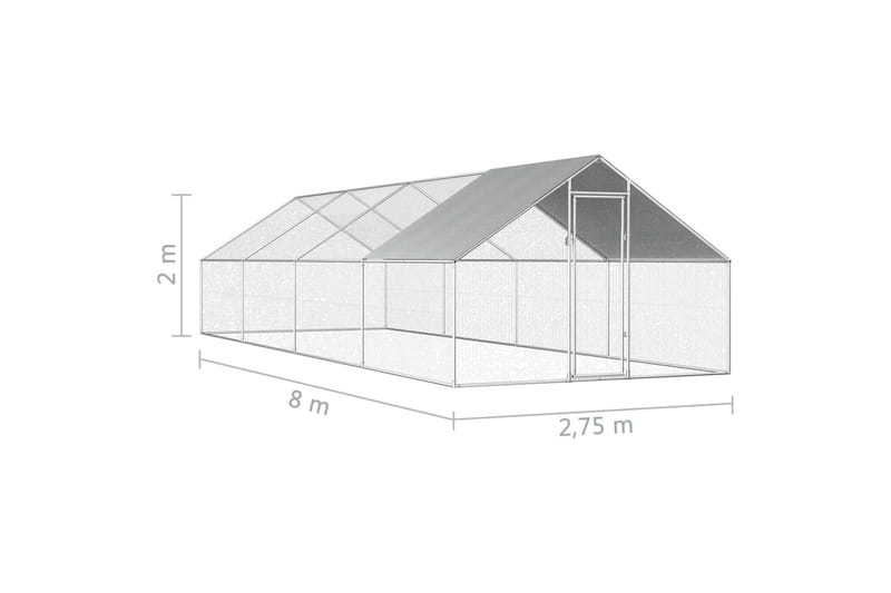 Utendørs hønsehus 2,75x8x1,92 galvanisert stål - Oppbevaring - Oppbevaringsmøbler - Sideboard & skjenker