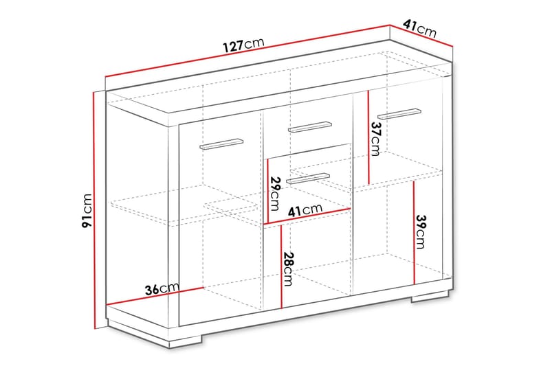 Vegas Skjenk 127,5x40,5x91 cm - Oppbevaring - Oppbevaringsmøbler - Sideboard & skjenker