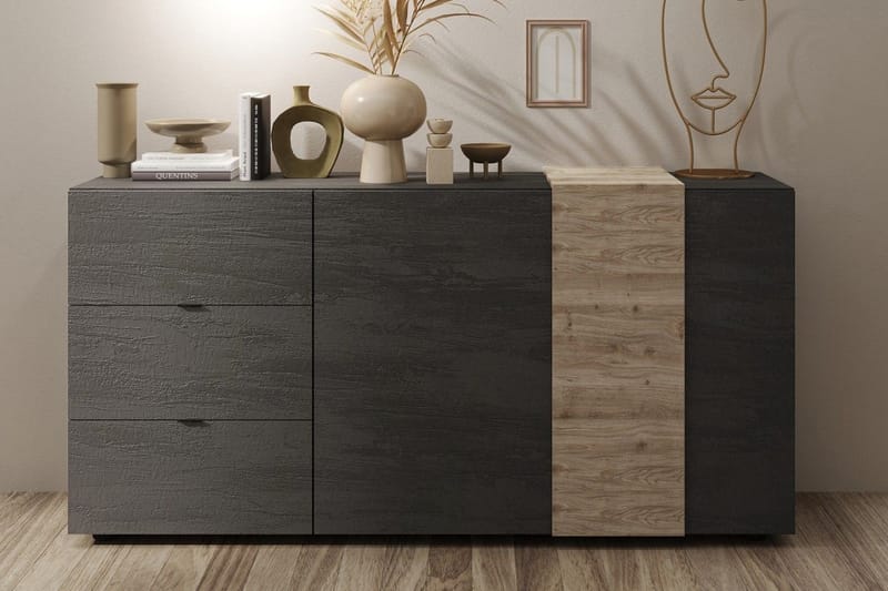 Venrivo Sideboard 44x181x86 cm - Grå/Natur - Oppbevaring - Oppbevaringsmøbler - Sideboard & skjenker