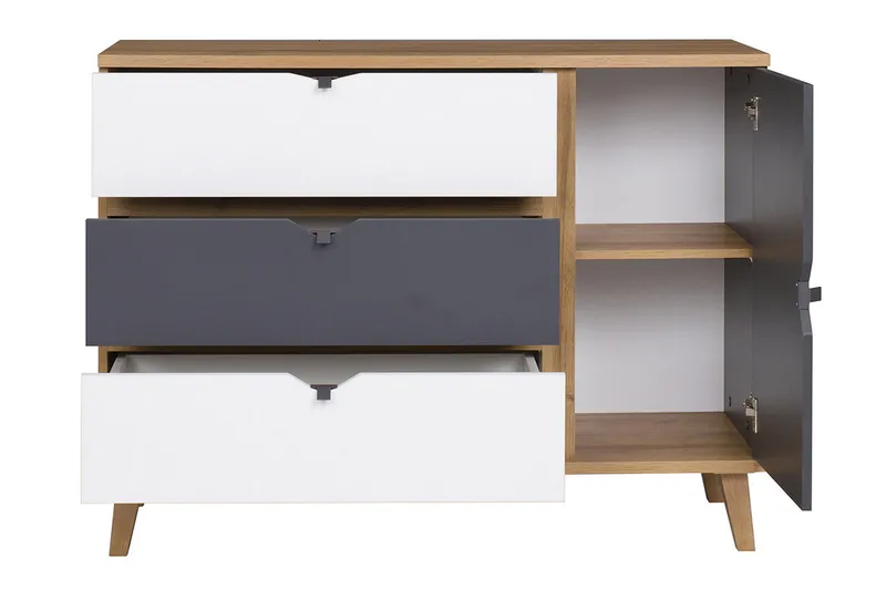 Vintra Skjenk 120 cm - Hvit/Grå/Tre - Oppbevaring - Oppbevaringsmøbler - Sideboard & skjenker