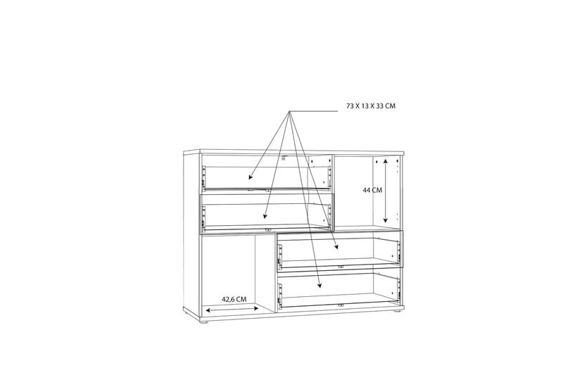 Waunifor Sideboard 41x125 cm - Hvit/Brun - Sideboard & skjenker