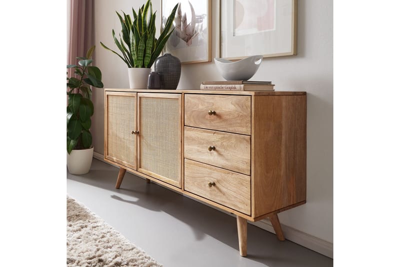 Willowdale Skjenk 140 cm i Tre med Rottingdør - Brun - Oppbevaring - Oppbevaringsmøbler - Sideboard & skjenker