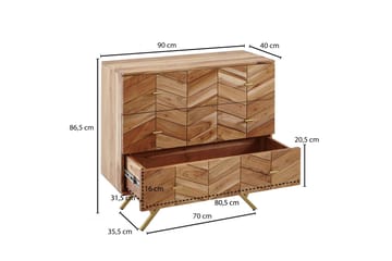 Willowdale Skjenk 90 cm i Tre med Eikeutseende - Lys Brun Trefarge - Oppbevaring - Oppbevaringsmøbler - Sideboard & skjenker