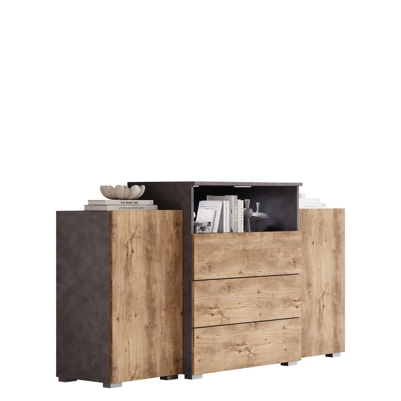 skap Kommode 2 dører 3 skuffer URBAN URBIII1500 grå, brun, undefined