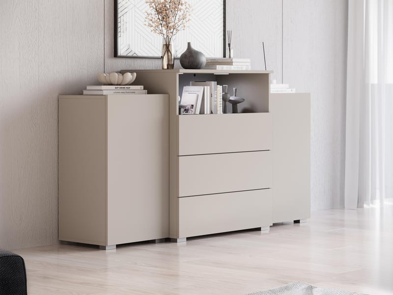 skap Kommode 2 dører 3 skuffer URBAN URBIII1500 + LED beige - Oppbevaring - Oppbevaringsmøbler - Sideboard & skjenker