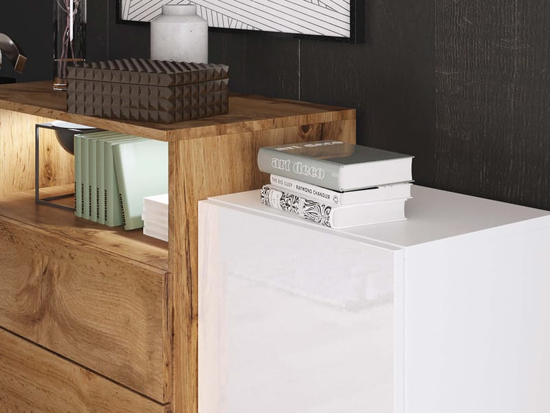 skap Kommode 2 dører 3 skuffer URBAN URBIII1500 + LED grå, brun - Oppbevaring - Oppbevaringsmøbler - Sideboard & skjenker