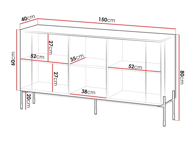 skap NO_BRAND Kommode VERA 150 brun - Oppbevaring - Oppbevaringsmøbler - Sideboard & skjenker