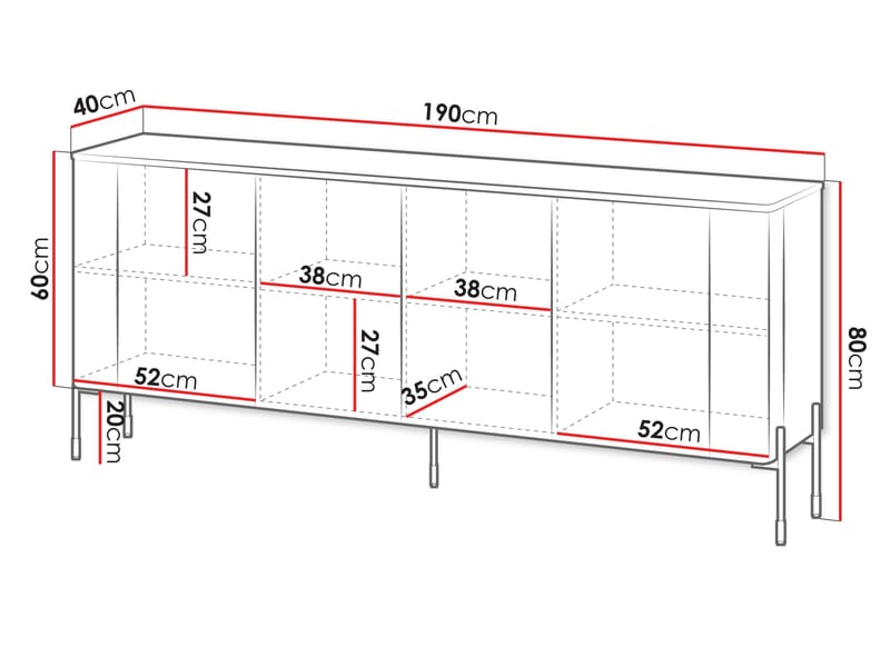 skap NO_BRAND Kommode VERA 190 brun - Oppbevaring - Oppbevaringsmøbler - Sideboard & skjenker