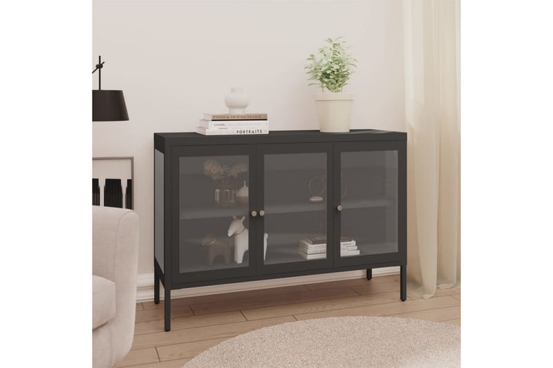 Skjenk antrasitt 105x35x70 cm stål og glass - Antrasittgrå - Oppbevaring - Oppbevaringsmøbler - Sideboard & skjenker
