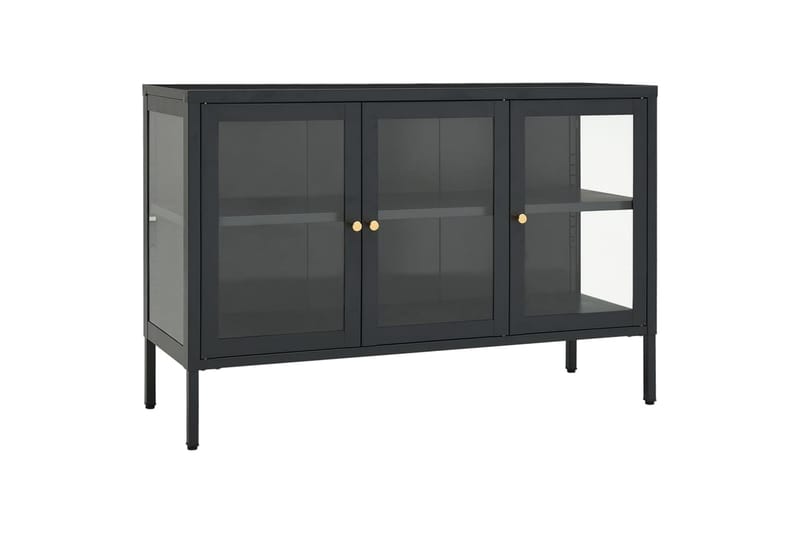 Skjenk antrasitt 105x35x70 cm stål og glass - Antrasittgrå - Oppbevaring - Oppbevaringsmøbler - Sideboard & skjenker