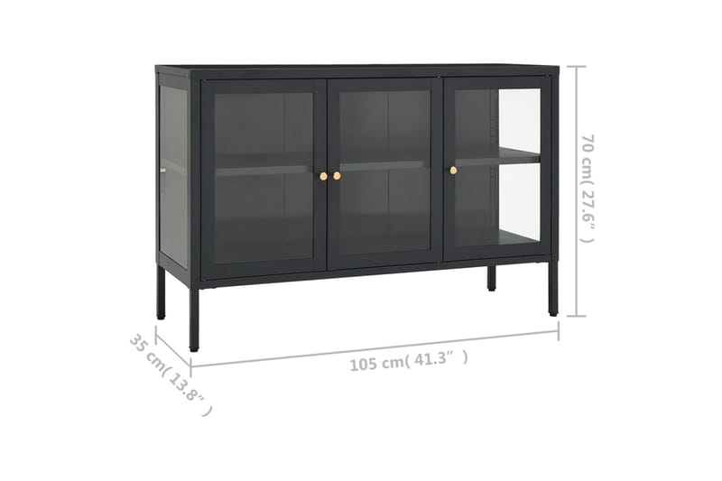 Skjenk antrasitt 105x35x70 cm stål og glass - Antrasittgrå - Oppbevaring - Oppbevaringsmøbler - Sideboard & skjenker