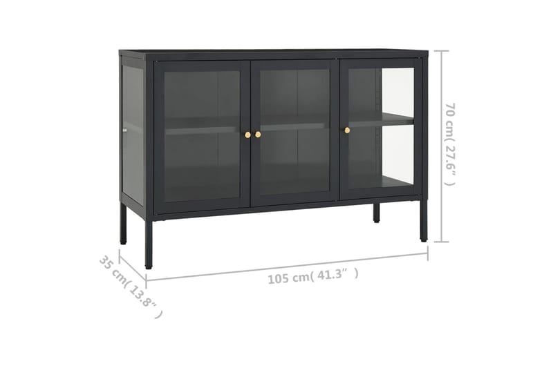 Skjenk antrasitt 105x35x70 cm stål og glass - Antrasittgrå - Sideboard & skjenker