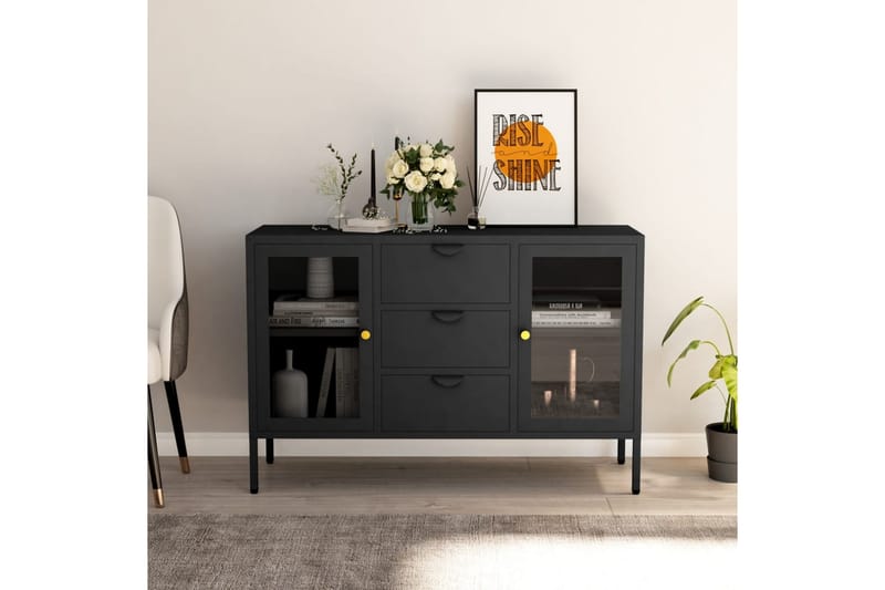 Skjenk antrasitt 105x35x70 cm stål og herdet glass - Antrasittgrå - Oppbevaring - Oppbevaringsmøbler - Sideboard & skjenker