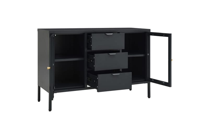 Skjenk antrasitt 105x35x70 cm stål og herdet glass - Antrasittgrå - Oppbevaring - Oppbevaringsmøbler - Sideboard & skjenker
