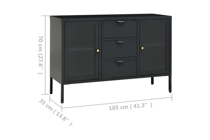 Skjenk antrasitt 105x35x70 cm stål og herdet glass - Antrasittgrå - Oppbevaring - Oppbevaringsmøbler - Sideboard & skjenker