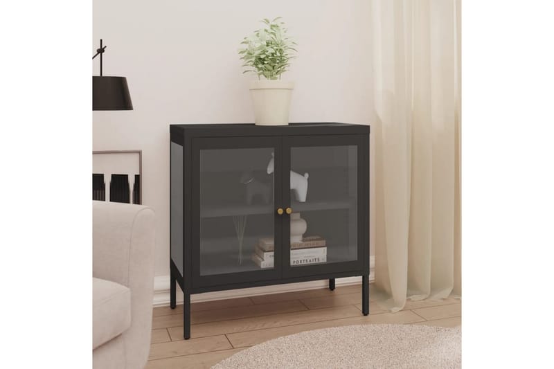 Skjenk antrasitt 70x35x70 cm stål og glass - Antrasittgrå - Oppbevaring - Oppbevaringsmøbler - Sideboard & skjenker