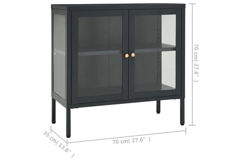 Skjenk antrasitt 70x35x70 cm stål og glass - Antrasittgrå - Sideboard & skjenker