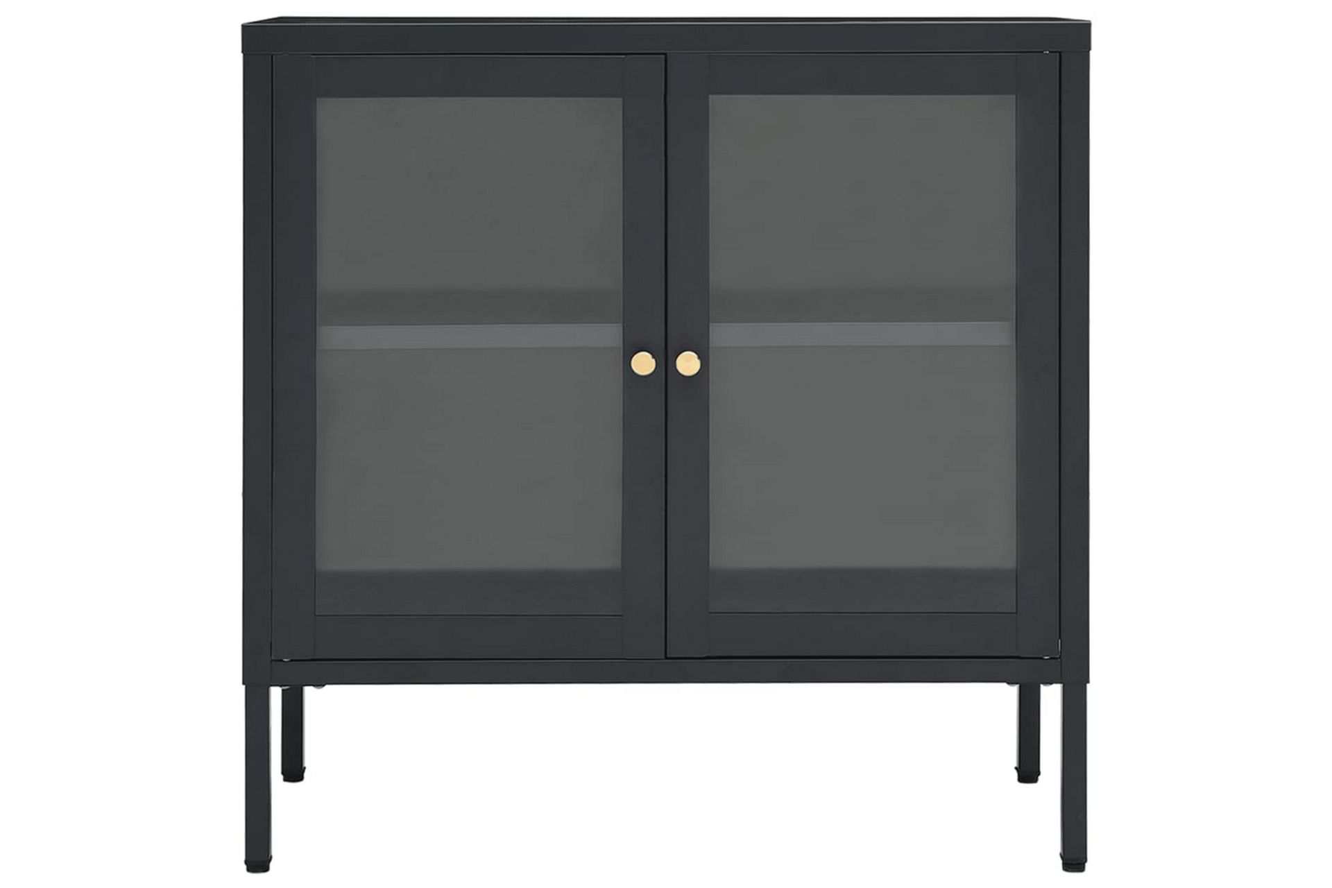 Skjenk antrasitt 70x35x70 cm stål og glass - Antrasittgrå - Oppbevaring - Oppbevaringsmøbler - Sideboard & skjenker