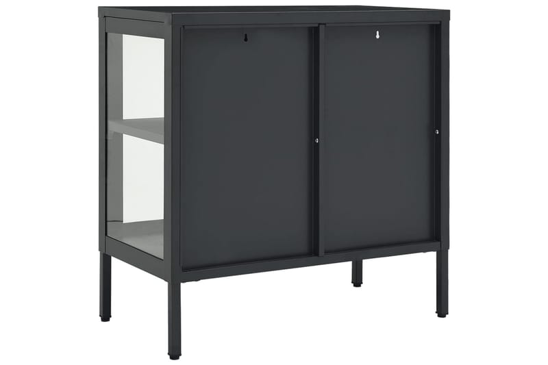 Skjenk antrasitt 70x35x70 cm stål og glass - Antrasittgrå - Oppbevaring - Oppbevaringsmøbler - Sideboard & skjenker
