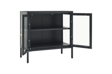 Skjenk antrasitt 70x35x70 cm stål og glass - Antrasittgrå - Oppbevaring - Oppbevaringsmøbler - Sideboard & skjenker